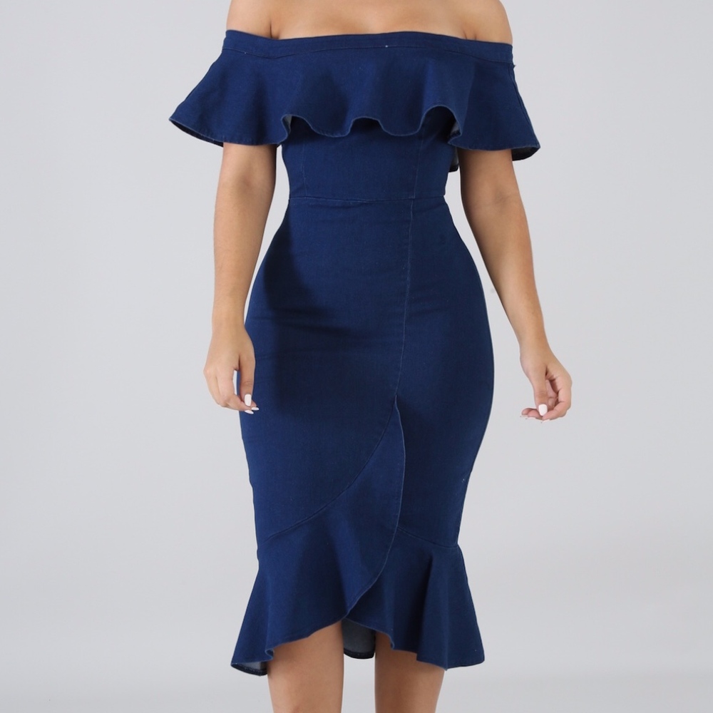 Women's Jean Off Shoulder Dress